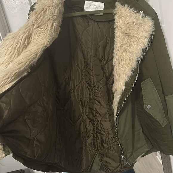 Zara two tone green parka utility coat size small! - Picture 9 of 12